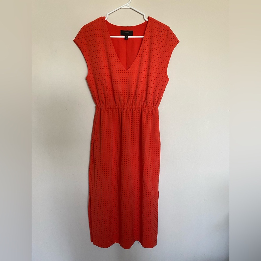 J. Crew Perforated Red Midi Dress Women’s Small
